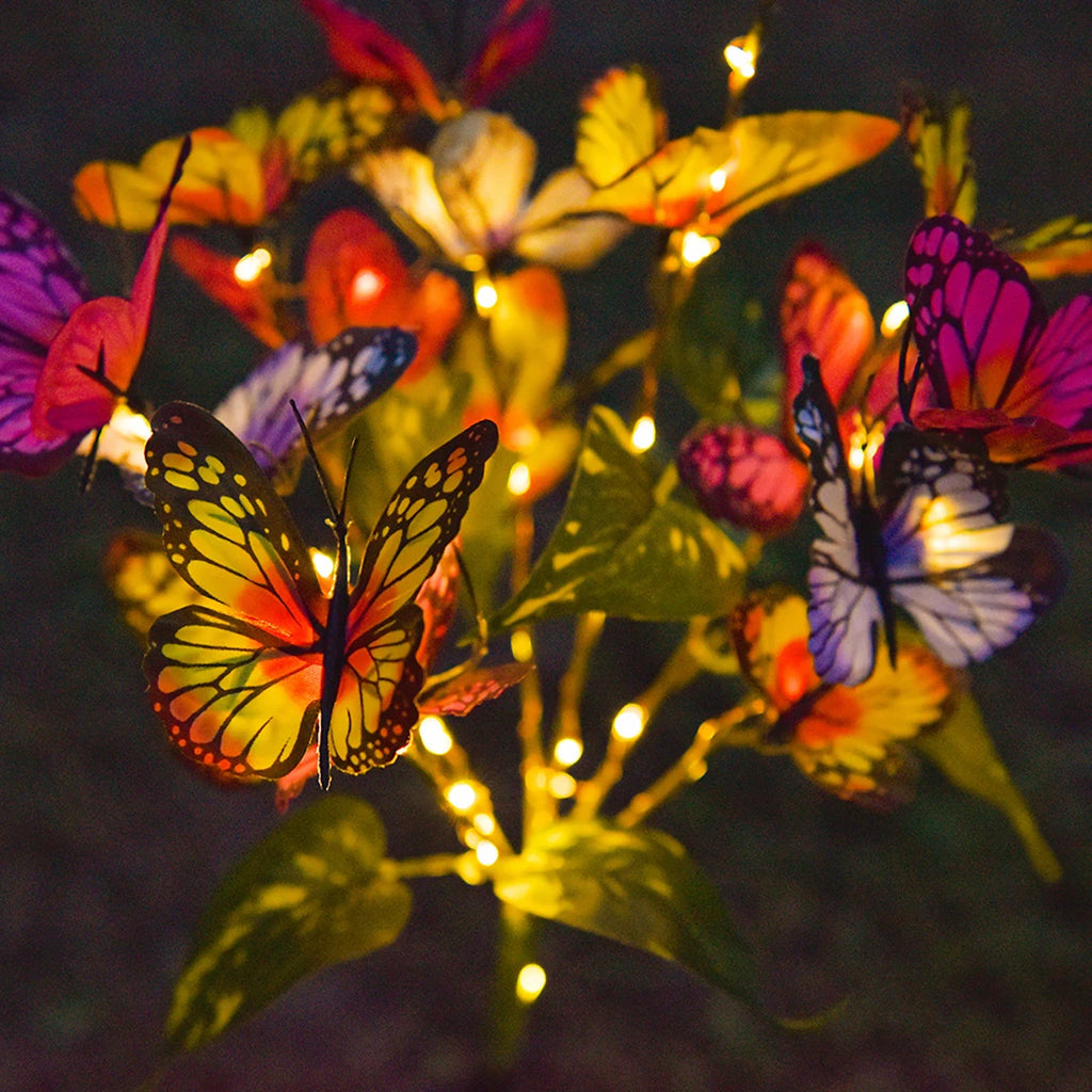 Solcellsdriven marklampa med fjärilsblomma, solcellsdriven trädgårdslampa för utomhusbruk, plastmaterial, utmärkt för , gård och gräsmatta